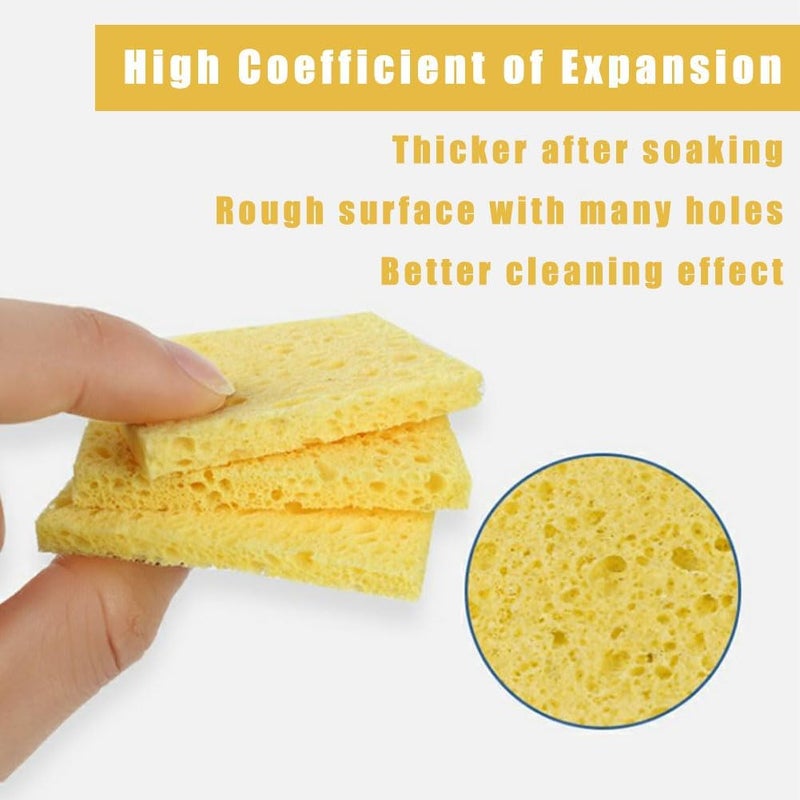koofull 20Pcs Soldering Sponge 50x35mm Square, Replacement Solder Welding Iron Cleaning Pads Sponge (Thickened) - Image 4